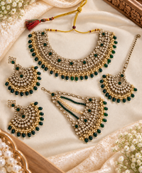 Bridal Collection Choker Necklace Set With Dangle Drop Earring For Woman