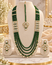Maroon Crystal Bead Long Necklace Multi-Strand Set