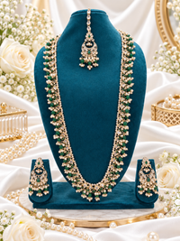Deep Maroon Beaded Long Necklace Set