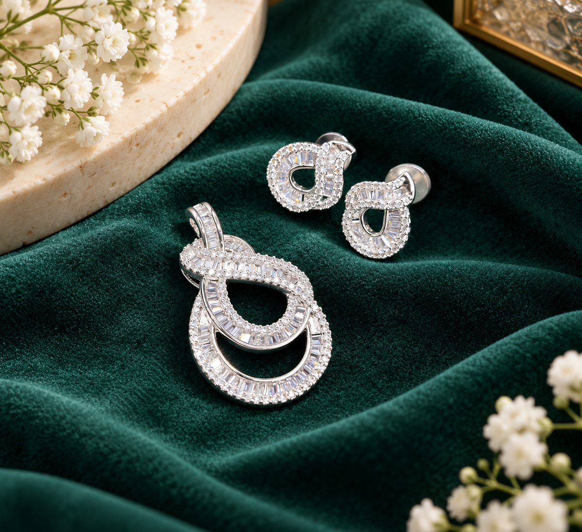 The Crystal Infinity AD Pendant & Earring Set