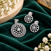 Silver Radiance American Diamond Circular Star Pendant Set