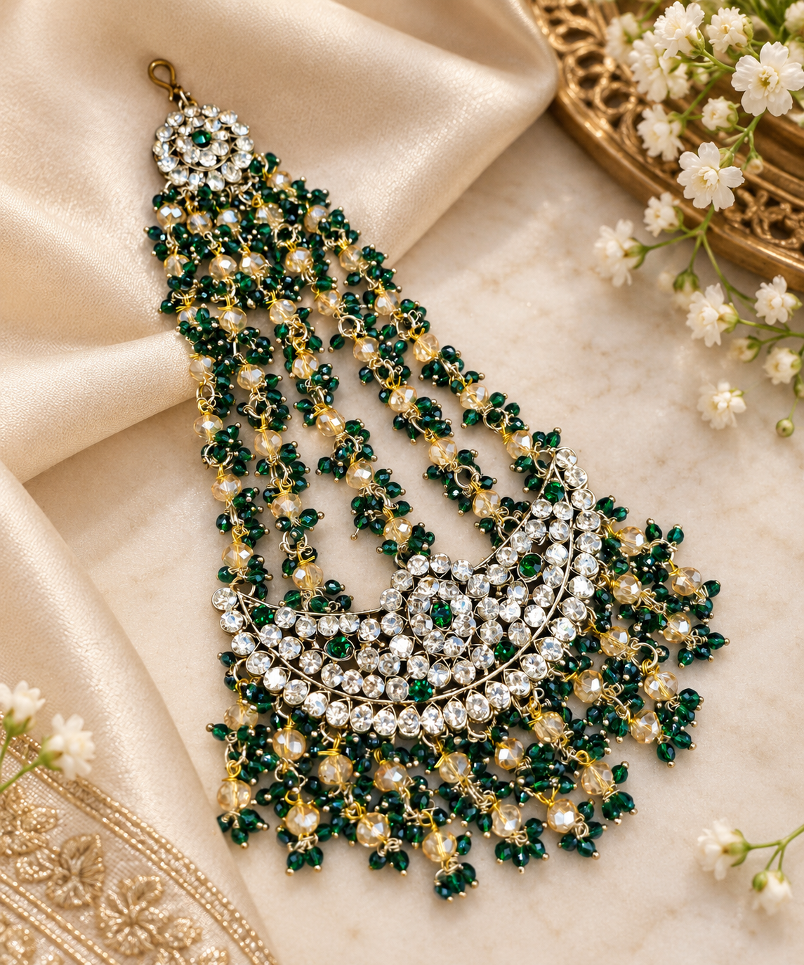 Chand Motif Crystal Hair Accessory / Bridal Jhoomar