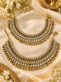 Ornate Crystal Stone Payal Pair with Ghungroo Charms