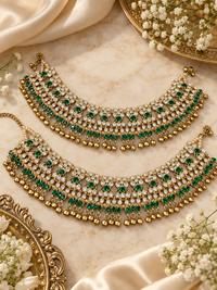 Ornate Crystal Stone Heavy Payal Pair with Ghungroo Charms