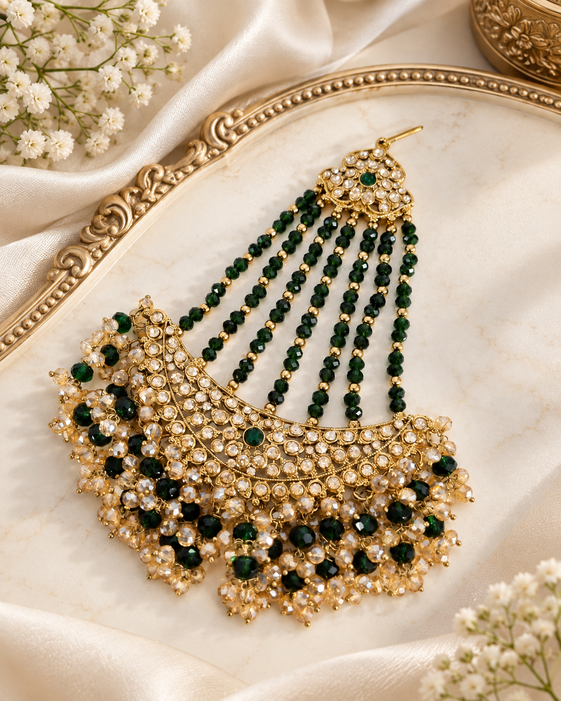 Traditional Maroon Beads Bridal Passa