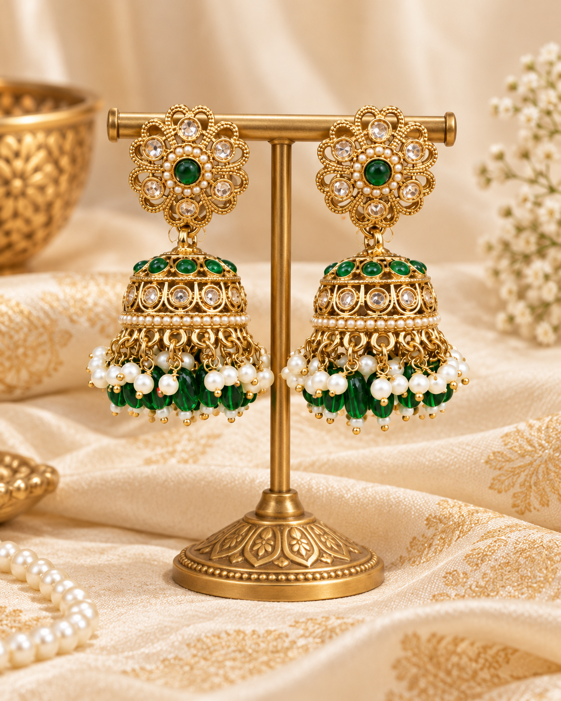 Deep Blue & Pearl Style Jhumkhas