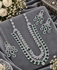 Double-Layer Necklace Set with Earrings and Maang Tikka