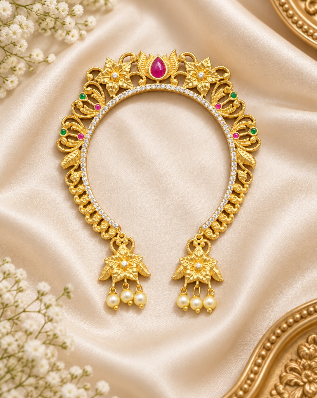 Gilded Lotus Floral Temple Hair Accessory