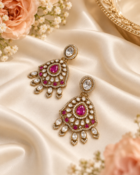 Shield Cluster Kundan Earrings