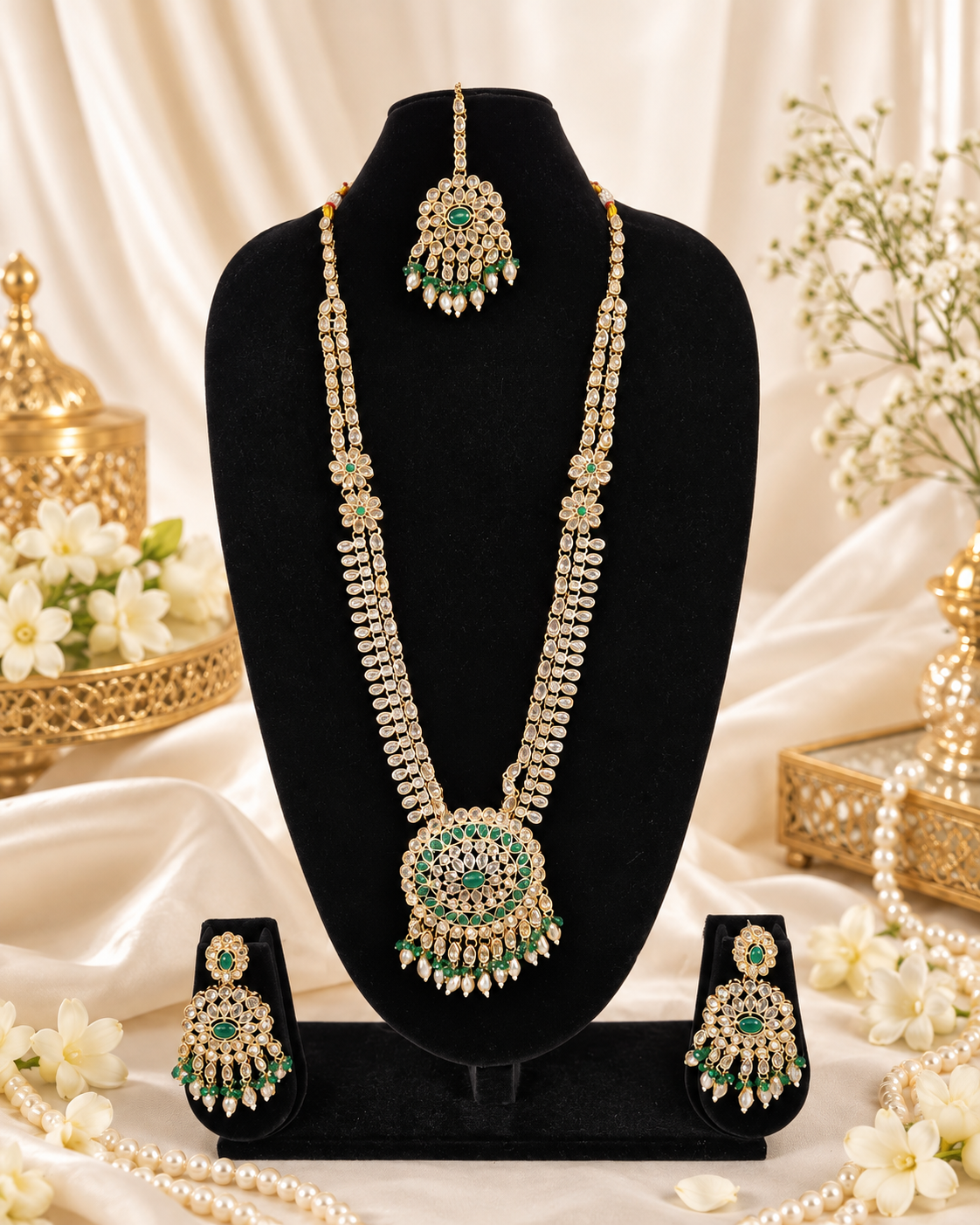 Mustard Yellow Bridal Necklace Set with Matching Earrings