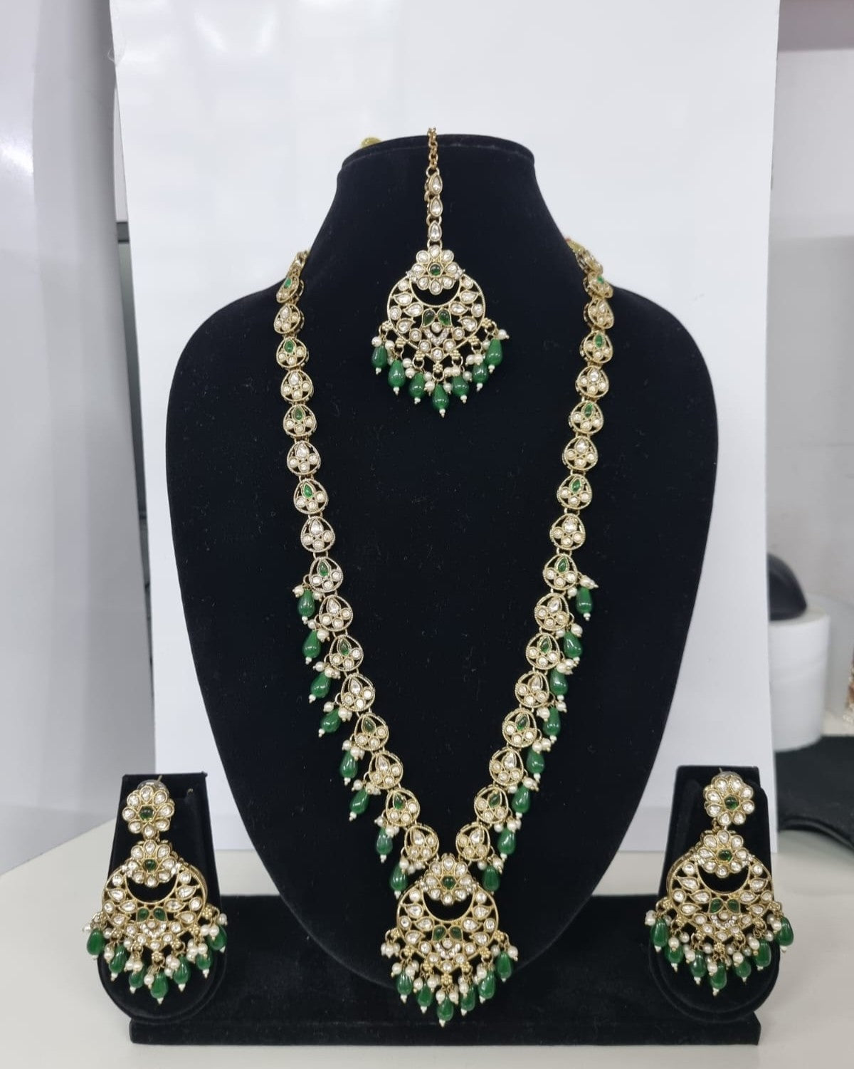 Blush Petal Long Bridal Necklace Set