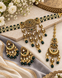 Antique Choker Set with Earrings & Maang Tikka
