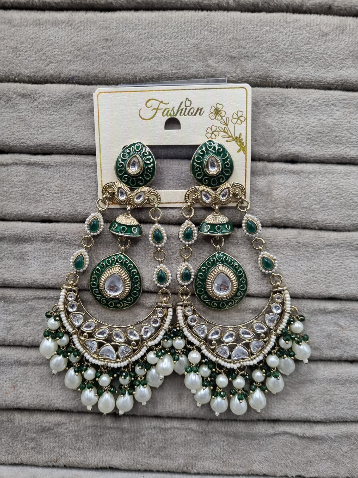 Handcrafted Meenakari & Pearl Bahubali Earrings