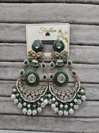 Handcrafted Meenakari & Pearl Bahubali Earrings