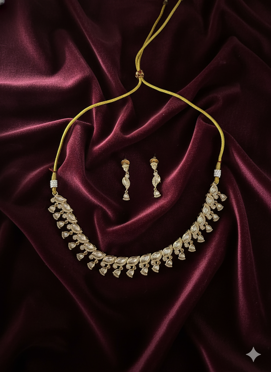 Marquise & Teardrop Stone-Embellished Adjustable Choker Necklace Set