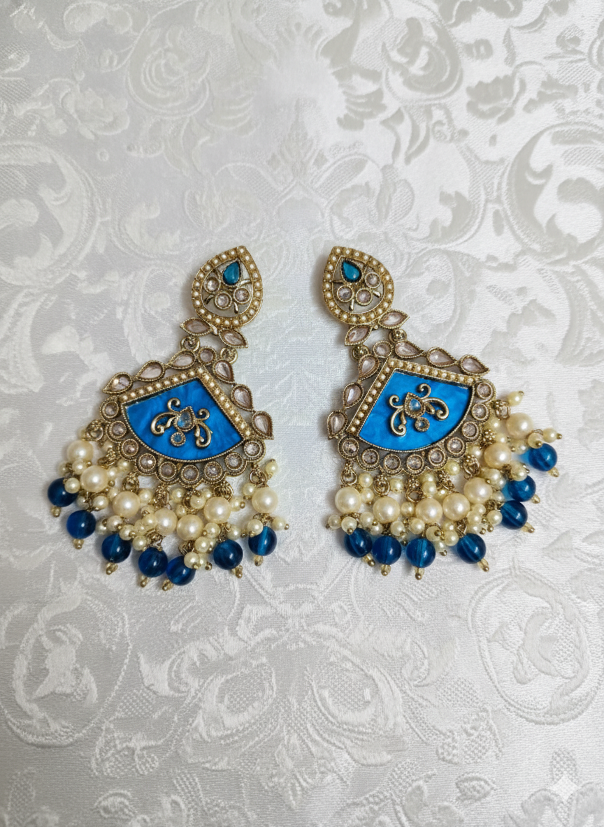 Ruby Red Meenakari Chandelier Drop  Earrings