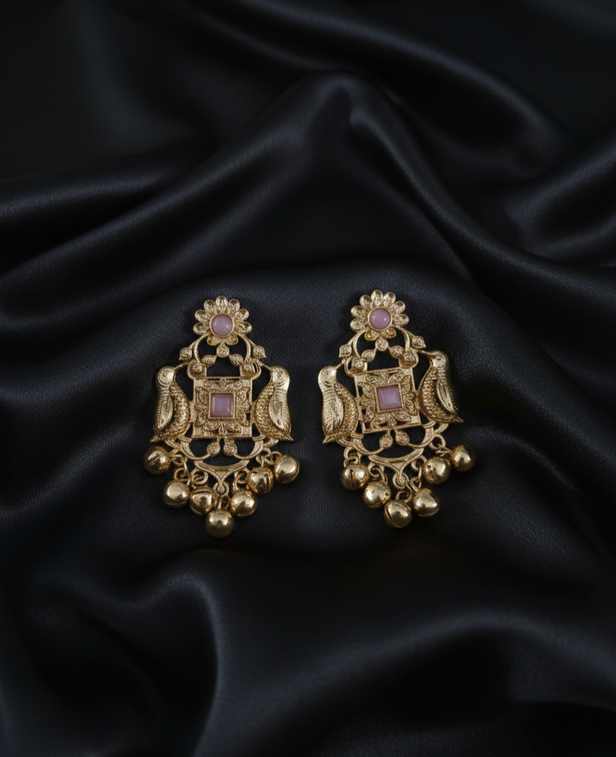 Traditional Gold Kashmiri Ghungroo Drop Earrings For Woman & Girls