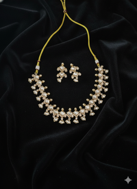 Traditional Gold Plated Polki Stone & Pearl Accent Choker Set