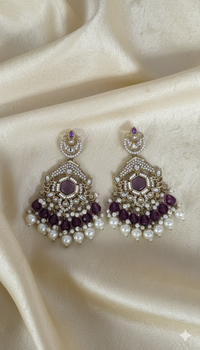 Lavender Floral Pearl Beaded Dangles Earrings