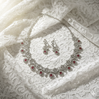 Opulent American Diamond and Deep Pink Stone Set