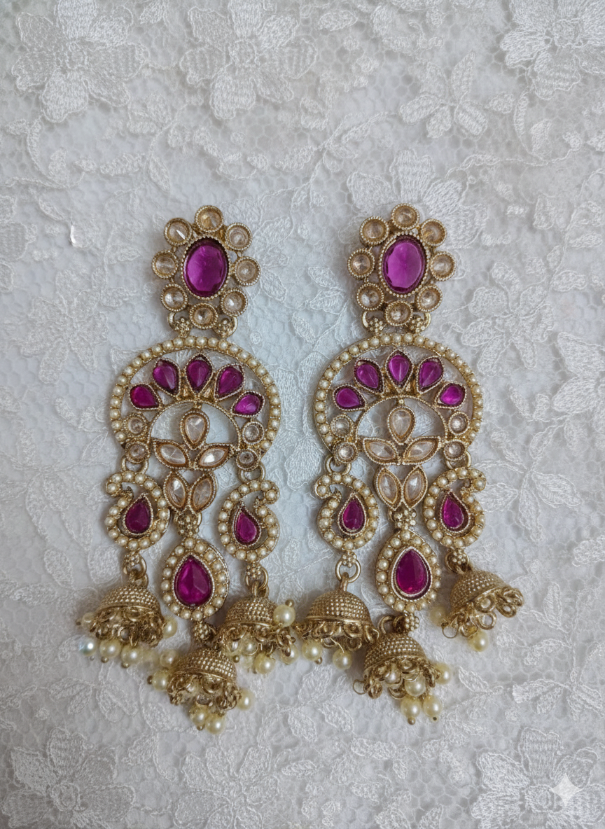Royal Blue Triple-Tier Drop Dangles  Earrings