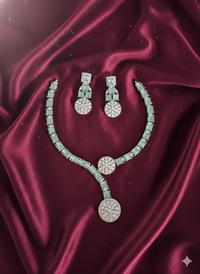 Ad Art Deco Jewellery Set with Necklace & Earrings For Woman