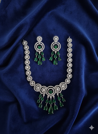 Luxurious White AD Floral Choker Necklace Set