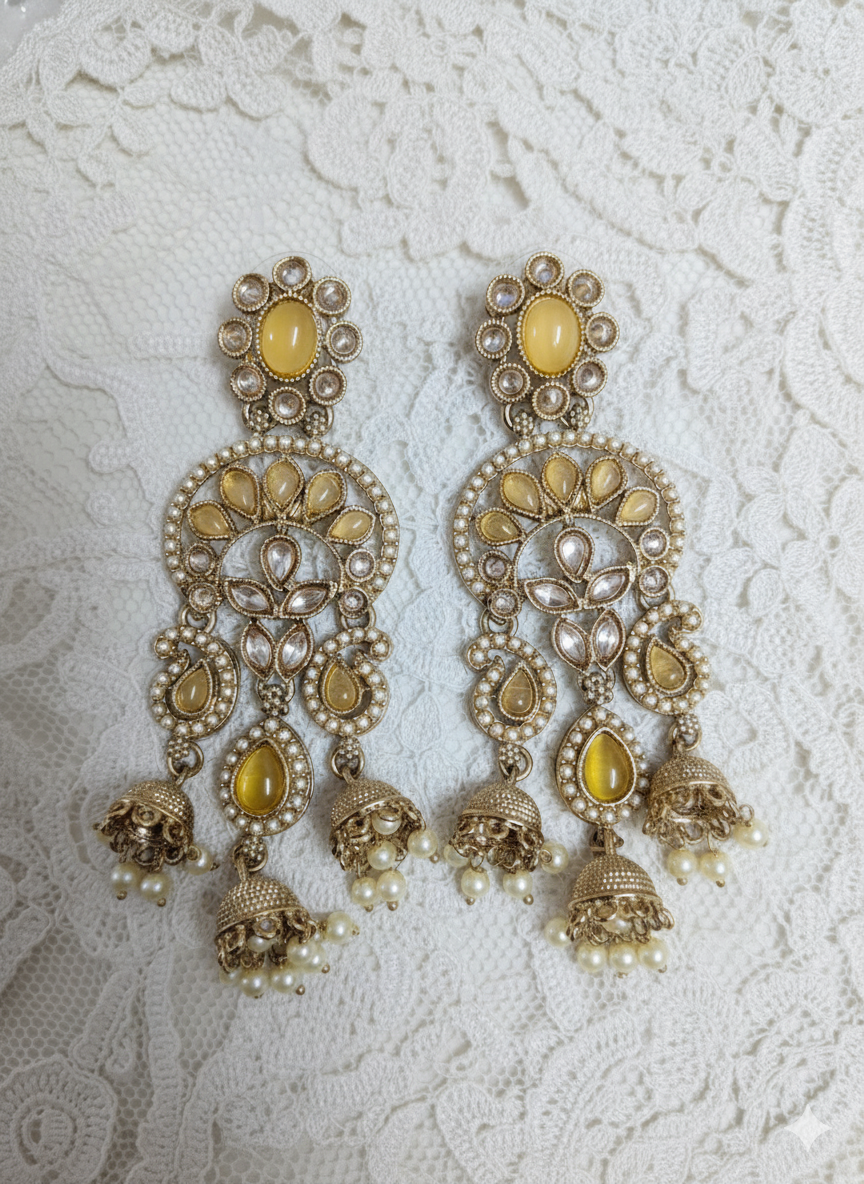 Royal Blue Triple-Tier Drop Dangles  Earrings