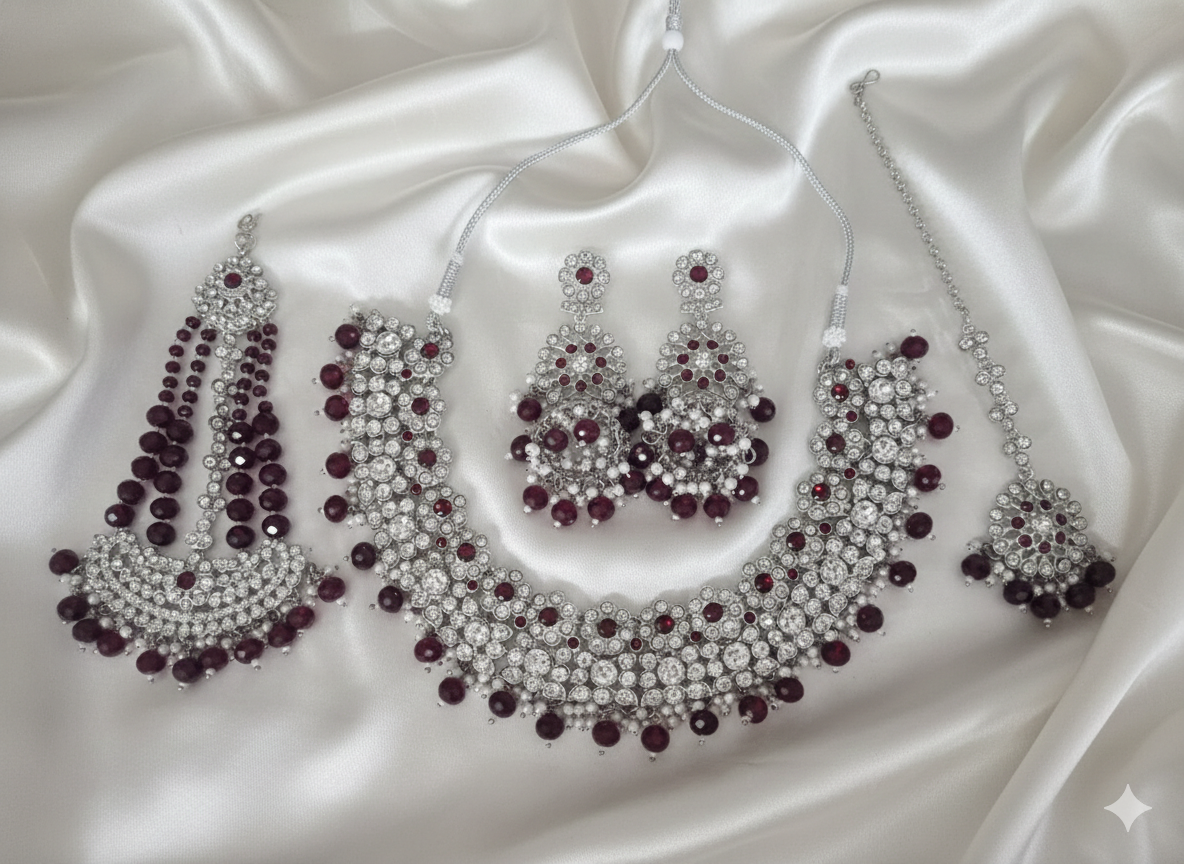 The Heritage White Beaded Traditional Wedding Jewelry Set