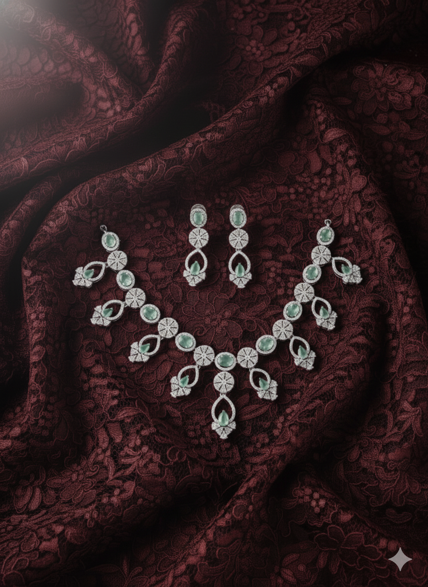 American Diamond  Jewellery Set With Necklace and Earring Set