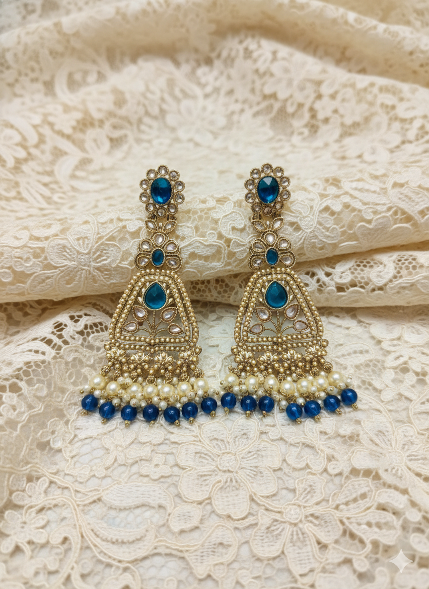Royal Purple Drop Dangles with Pearl Clusters Earring