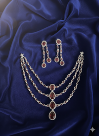 American Diamond Jewellery Set With Necklace & Matching Earrings For Woman