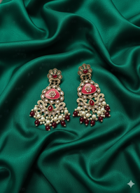 Heritage Emerald Green Floral Chandelier Drops Earring