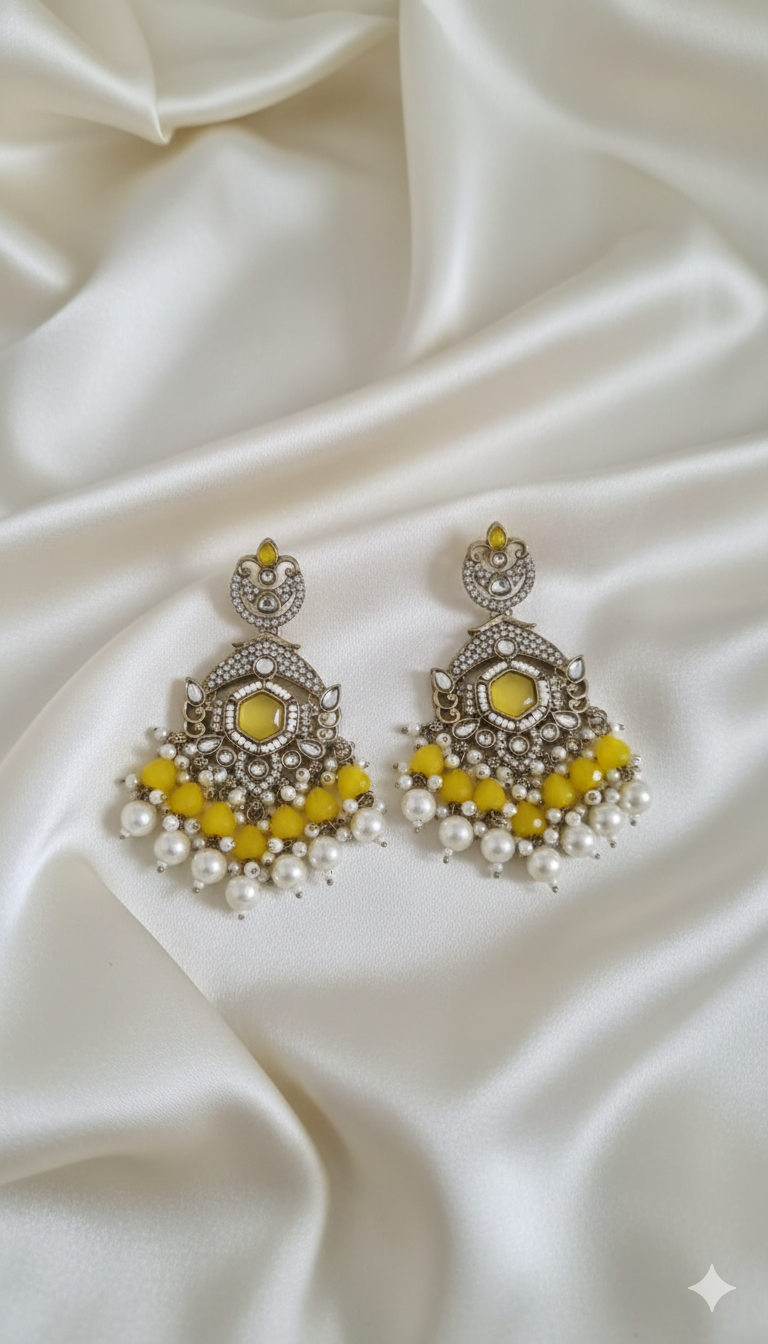 Lavender Floral Pearl Beaded Dangles Earrings