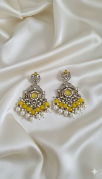 Lavender Floral Pearl Beaded Dangles Earrings