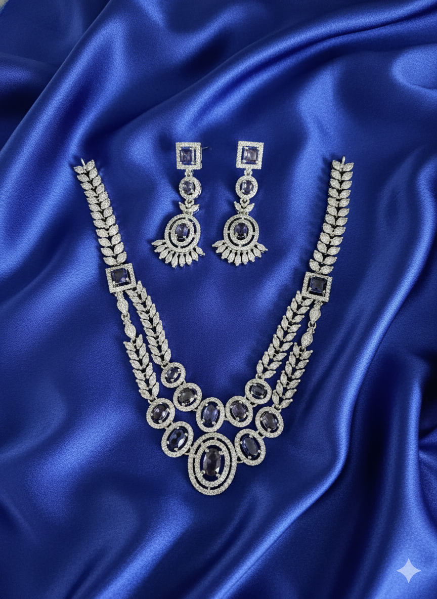 Victorian Style Deep Violet Statement Necklace Set