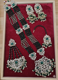 Traditional Gold Pletad Long Necklace Set 5-Piece For Woman & Girls