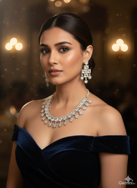 Geometric Necklace with Dangling Floral Drops Jewelry Set