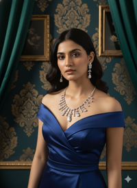 Articulated Pear Drop Diamond Simulant Necklace Set