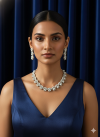 Aqua Blue Crystal Wedding Jewelry Set with Pearl Accents