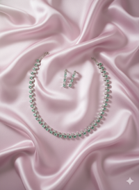 Elegant Mint Green and AD Tennis Link Jewellery Set