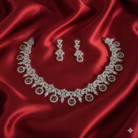 Opulent American Diamond and Deep Pink Stone Set