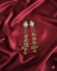 Antique Gold Kashmiri Ghungroo With Long Chain Drop Earrings For Woman & Girls