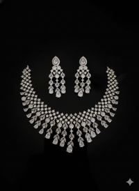 Grand White Stone Wedding Necklace & Earrings Set