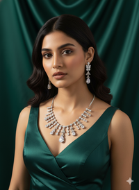 Articulated Pear Drop Diamond Simulant Necklace Set