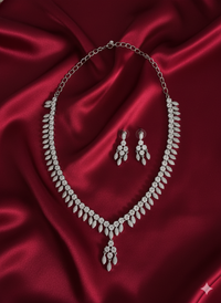 Refined White Stone Fringe Design Necklace Set