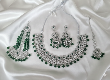 The Heritage White Beaded Traditional Wedding Jewelry Set
