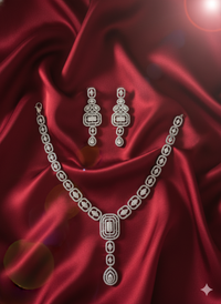 Bridal Emerald Cut Drop American Diamond Necklace Set