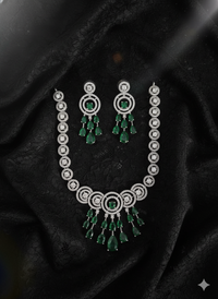 Luxurious White AD Floral Choker Necklace Set