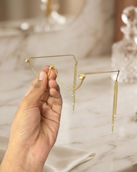 Handcrafted Gold Finish Facelate Jewelry with Integrated Pearl Chain Drops